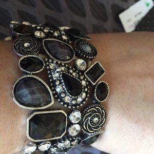 Stretchable metal bracelet black, gray, silver